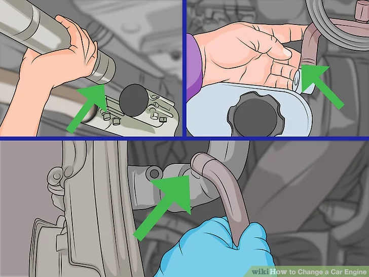 Disconnect the intake, exhaust and coolant lines